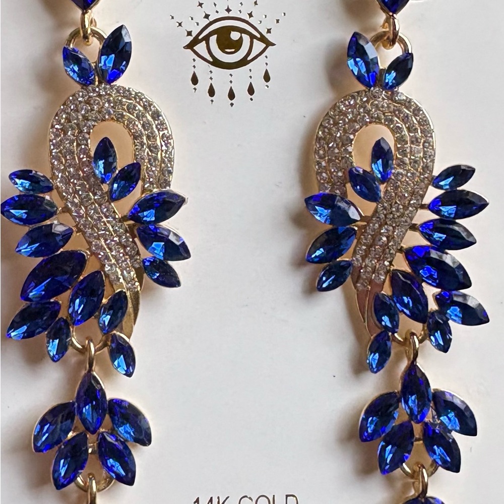 Eye Candy LA sparkling blue drop earrings